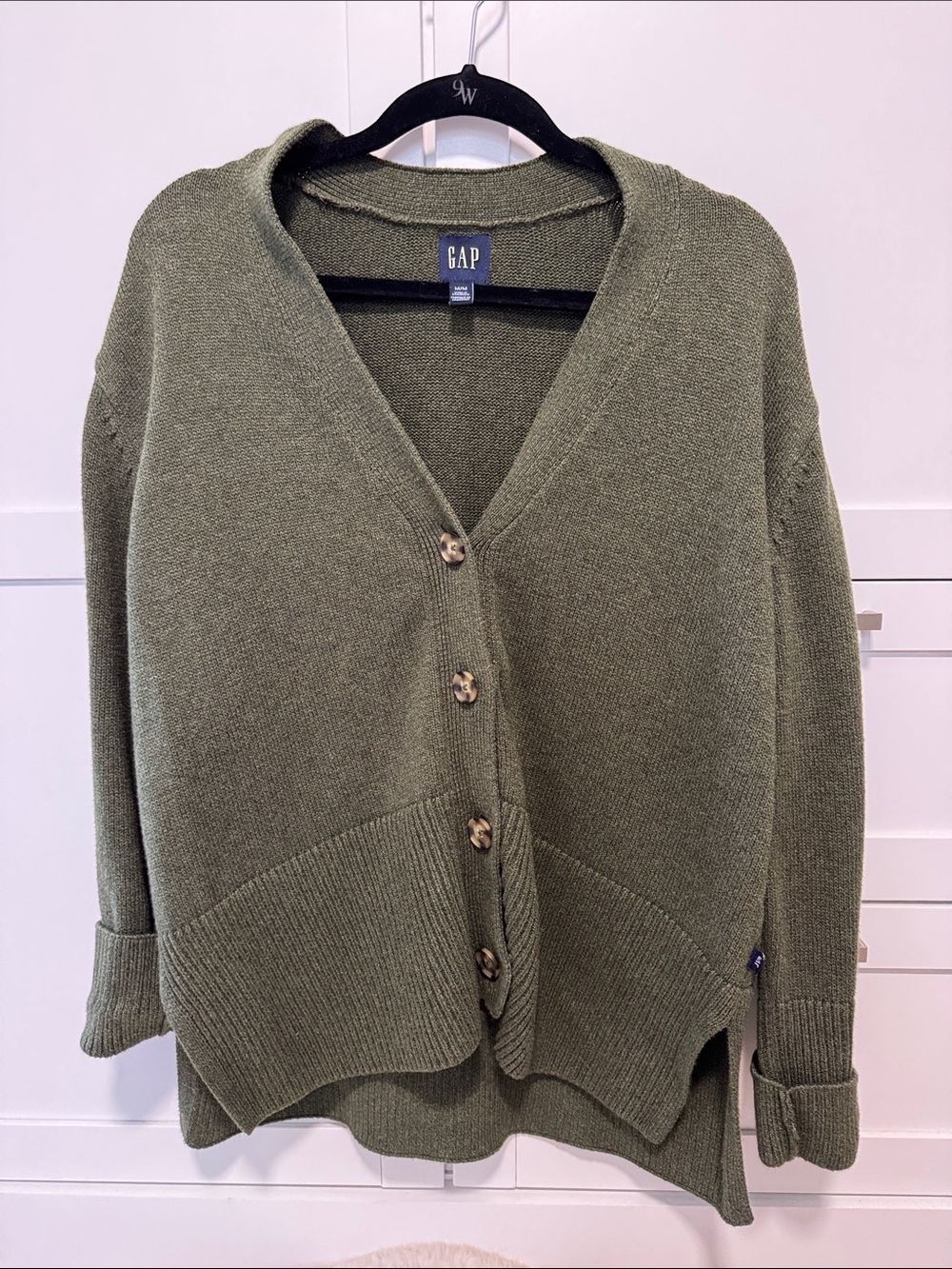 GAP Olive Green Button-Front V-Neck Cardigan
